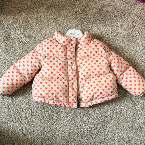 Moncler Other - Moncler Kids Cream Puffer Jacket with Red Heart Print